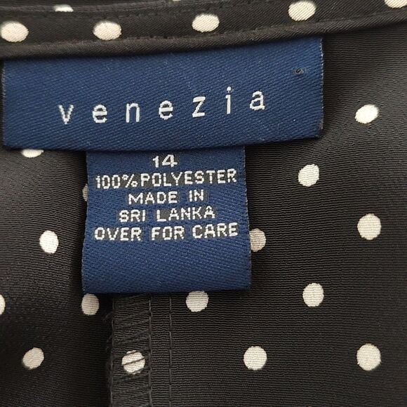 Venezia black white polka dot sheath dress Sz 14 - Picture 6 of 6
